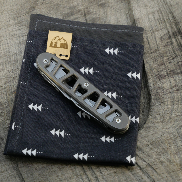 Preview: SKELETON - COMPANION SLIM- acidstonewash - fertig montiertes Taschenmesser - Titan Grade 5  (Ti 6AI 4V)  - 93mm
